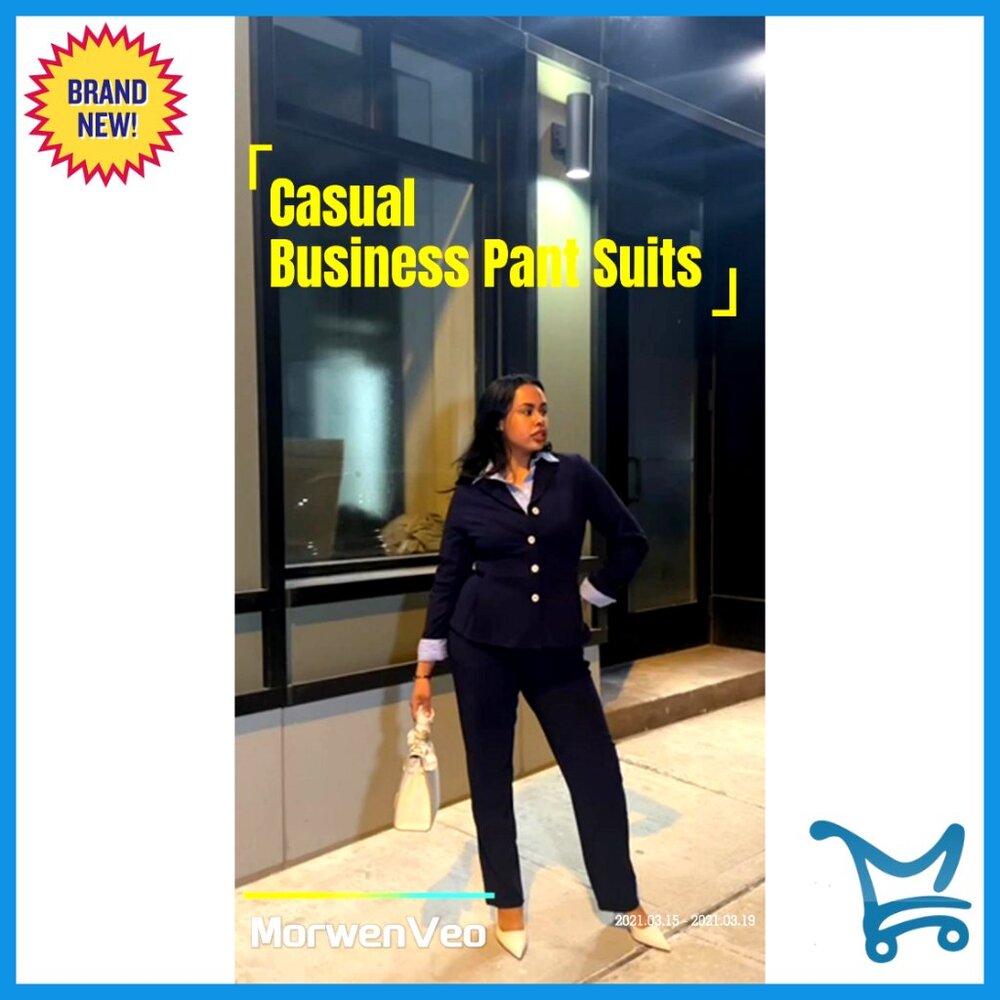 Women's Long Sleeve Blazer Pantsuit Set for Office Work Business Attire - Picture 7 of 7